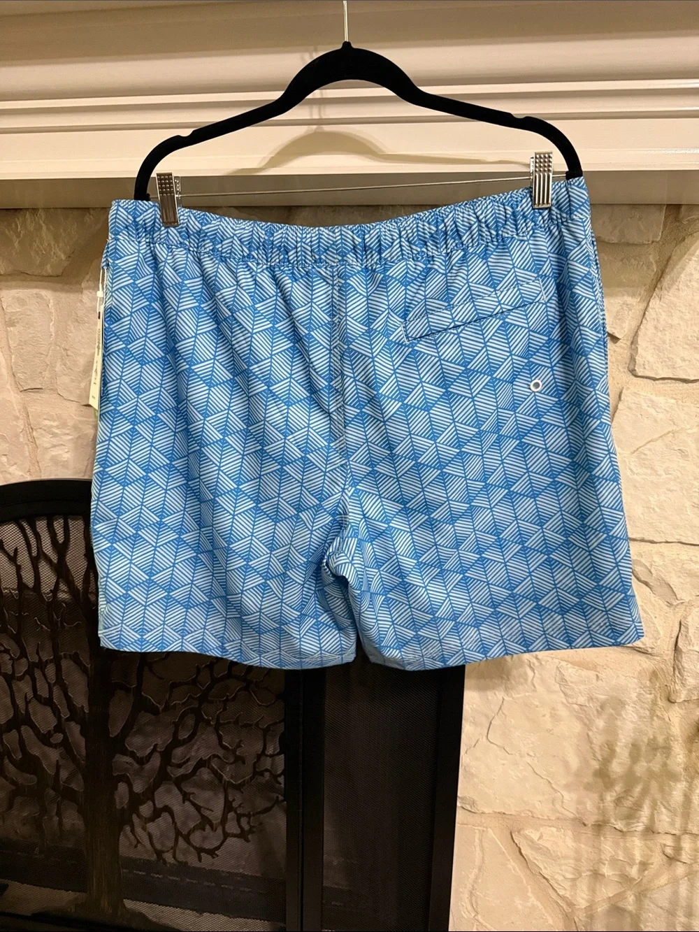 Original Penguin Blue Geometric Swim Trunks